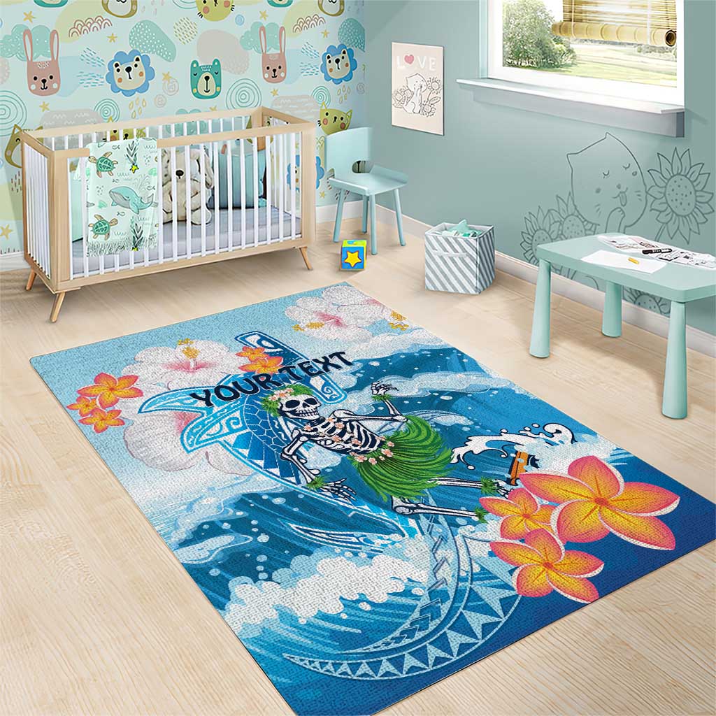 Personalized Hawaii Hula Girl Skeleton Dancing Area Rug Hibiscus Tribal Shark LT01 - Polynesian Pride