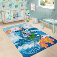 Personalized Hawaii Hula Girl Skeleton Dancing Area Rug Hibiscus Tribal Shark LT01 - Polynesian Pride