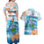 Personalized Hawaii Hula Girl Skeleton Dancing Couples Matching Off Shoulder Maxi Dress and Hawaiian Shirt Hibiscus Tribal Shark