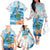 Personalized Hawaii Hula Girl Skeleton Dancing Family Matching Off The Shoulder Long Sleeve Dress and Hawaiian Shirt Hibiscus Tribal Shark