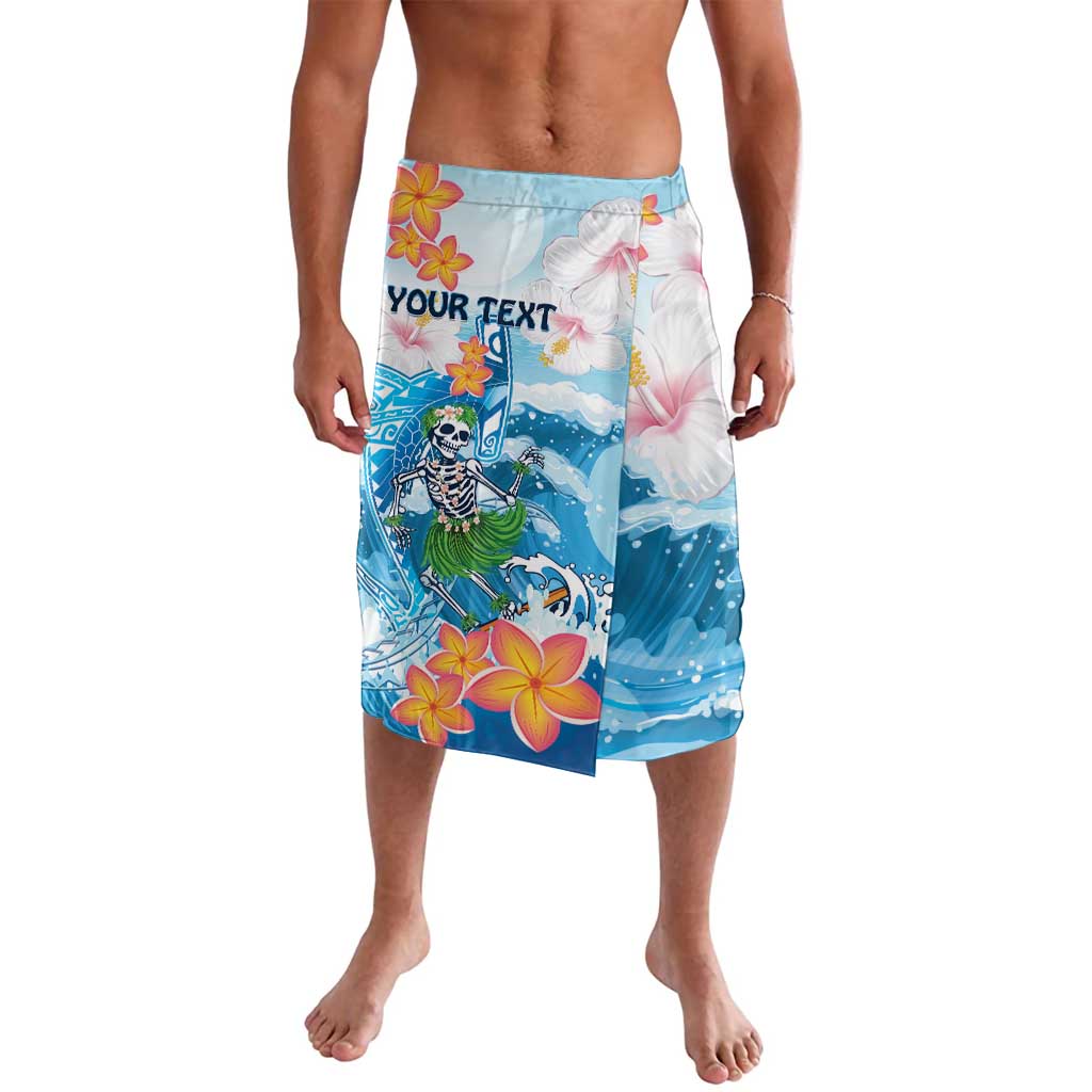 Personalized Hawaii Hula Girl Skeleton Dancing Lavalava Hibiscus Tribal Shark LT01 Blue - Polynesian Pride