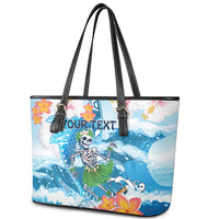 Personalized Hawaii Hula Girl Skeleton Dancing Leather Tote Bag Hibiscus Tribal Shark LT01 - Polynesian Pride
