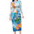 Personalized Hawaii Hula Girl Skeleton Dancing Long Sleeve Bodycon Dress Hibiscus Tribal Shark