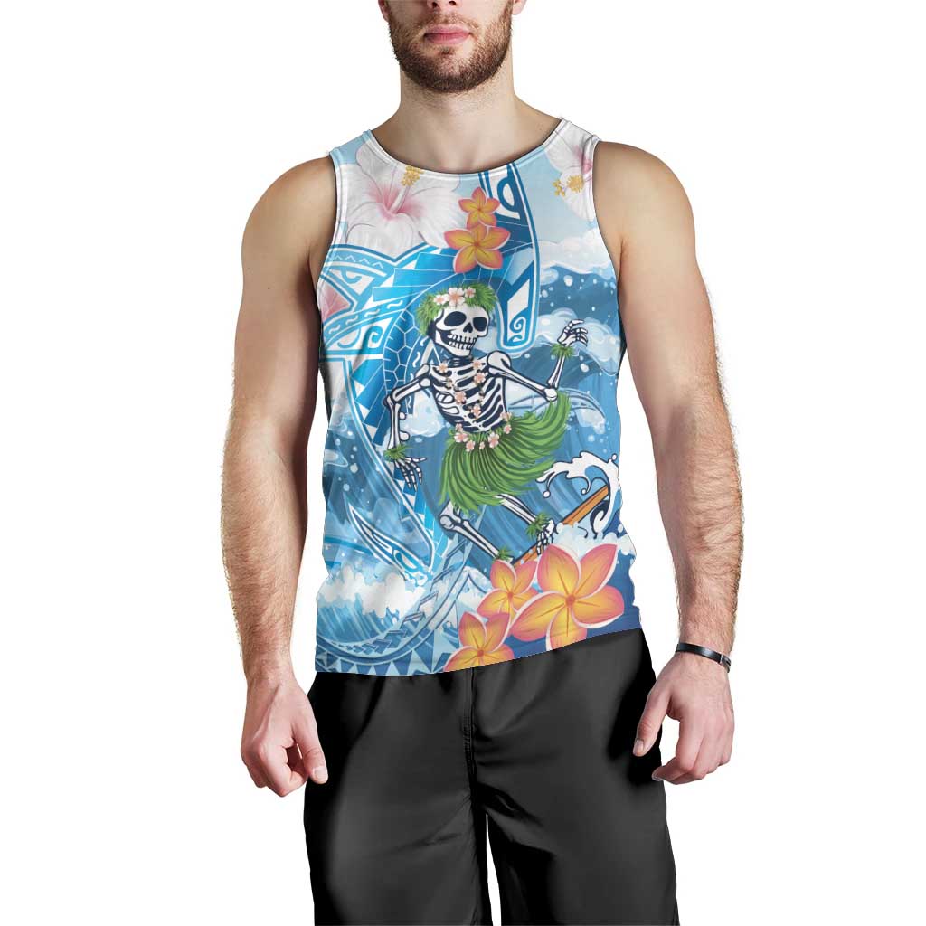 Personalized Hawaii Hula Girl Skeleton Dancing Men Tank Top Hibiscus Tribal Shark LT01 - Polynesian Pride