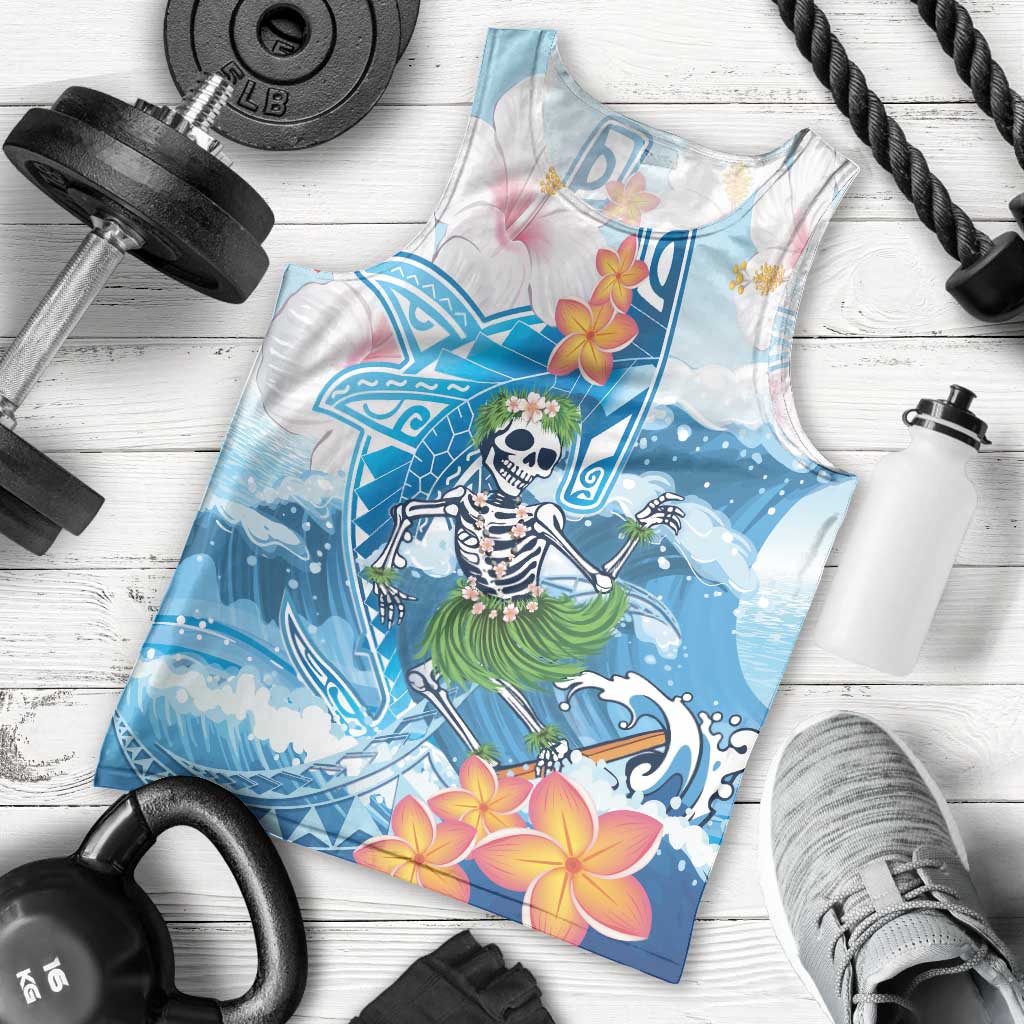 Personalized Hawaii Hula Girl Skeleton Dancing Men Tank Top Hibiscus Tribal Shark LT01 - Polynesian Pride