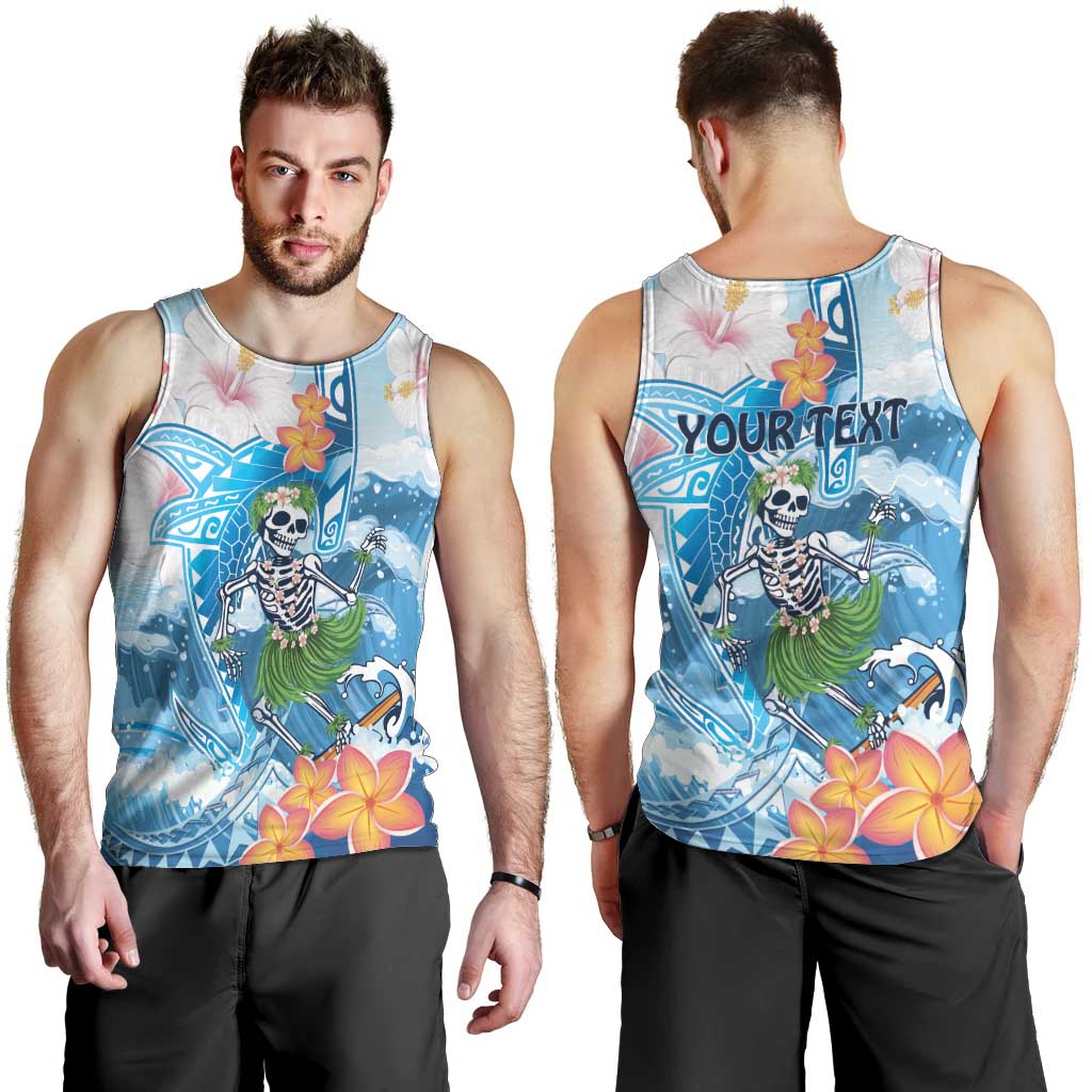 Personalized Hawaii Hula Girl Skeleton Dancing Men Tank Top Hibiscus Tribal Shark LT01 - Polynesian Pride