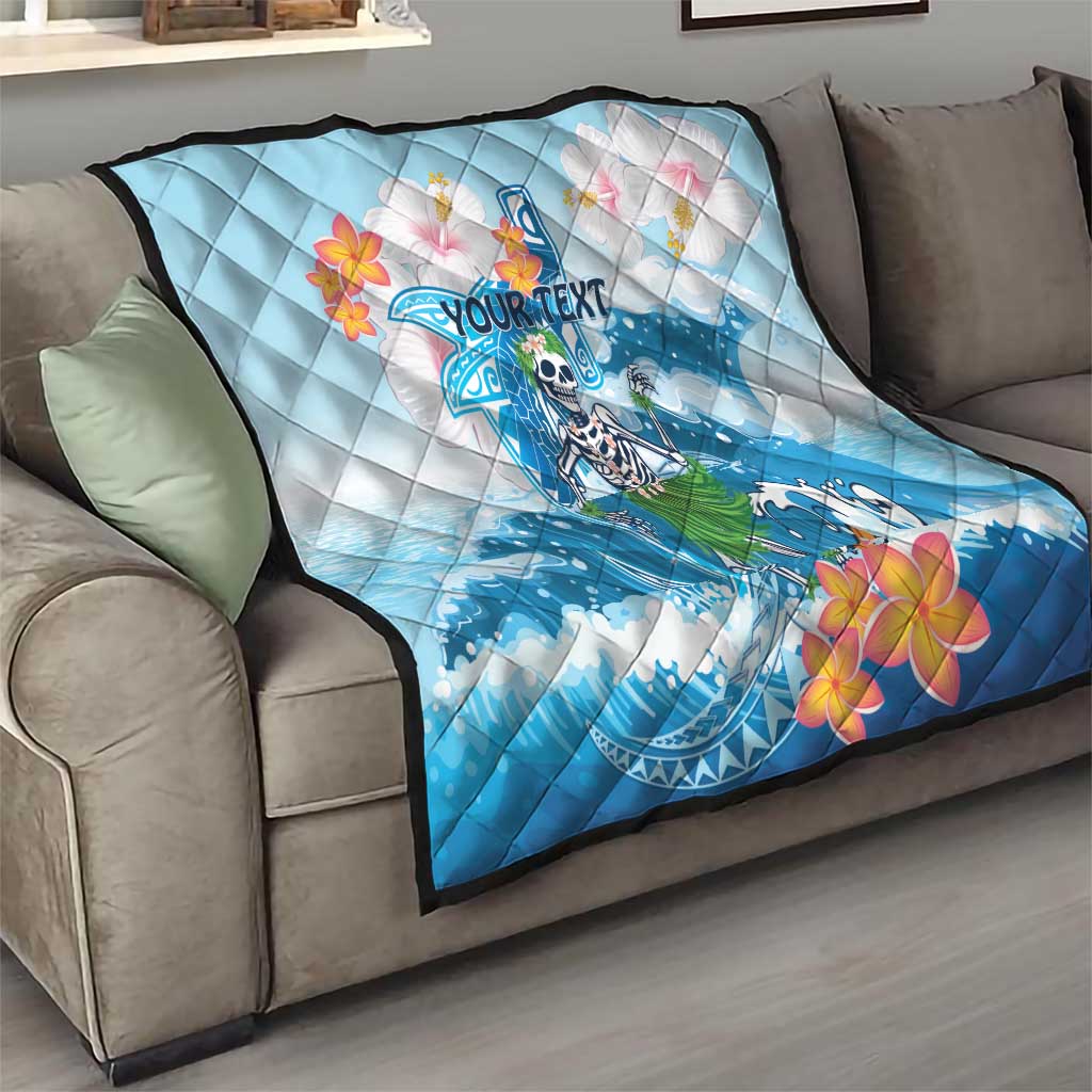 Personalized Hawaii Hula Girl Skeleton Dancing Quilt Hibiscus Tribal Shark LT01 - Polynesian Pride