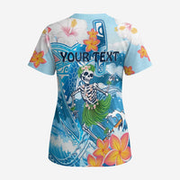Personalized Hawaii Hula Girl Skeleton Dancing Scrub Top Hibiscus Tribal Shark LT01 - Polynesian Pride
