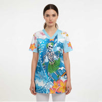 Personalized Hawaii Hula Girl Skeleton Dancing Scrub Top Hibiscus Tribal Shark LT01 - Polynesian Pride