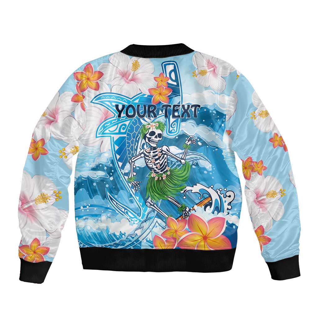 Personalized Hawaii Hula Girl Skeleton Dancing Sleeve Zip Bomber Jacket Hibiscus Tribal Shark LT01 - Polynesian Pride