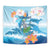 Personalized Hawaii Hula Girl Skeleton Dancing Tapestry Hibiscus Tribal Shark