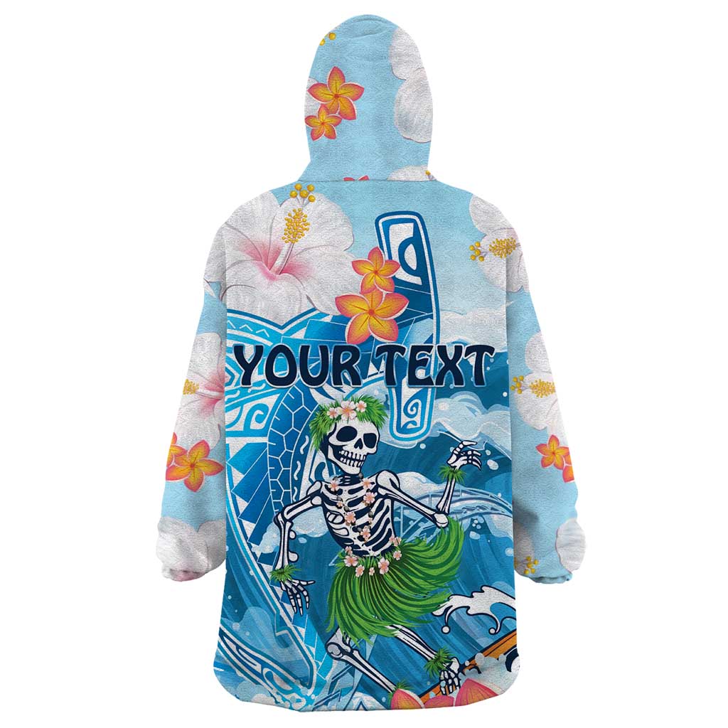 Personalized Hawaii Hula Girl Skeleton Dancing Wearable Blanket Hoodie Hibiscus Tribal Shark LT01 - Polynesian Pride