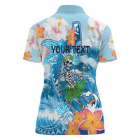 Personalized Hawaii Hula Girl Skeleton Dancing Women Polo Shirt Hibiscus Tribal Shark LT01 - Polynesian Pride