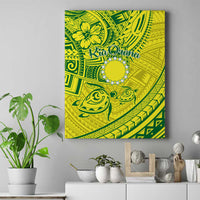Kia Orana Cook Islands Canvas Wall Art Turtle Yellow Green Polynesian Pattern LT01 Green - Polynesian Pride