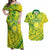 Kia Orana Cook Islands Couples Matching Off Shoulder Maxi Dress and Hawaiian Shirt Turtle Yellow Green Polynesian Pattern LT01 Green - Polynesian Pride