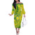 Kia Orana Cook Islands Family Matching Off Shoulder Long Sleeve Dress and Hawaiian Shirt Turtle Yellow Green Polynesian Pattern LT01 Mom's Dress Green - Polynesian Pride