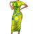 Kia Orana Cook Islands Family Matching Short Sleeve Bodycon Dress and Hawaiian Shirt Turtle Yellow Green Polynesian Pattern LT01 Mom's Dress Green - Polynesian Pride