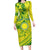 Kia Orana Cook Islands Long Sleeve Bodycon Dress Turtle Yellow Green Polynesian Pattern LT01 Long Dress Green - Polynesian Pride