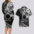 Kia Orana Cook Islands Couples Matching Long Sleeve Bodycon Dress and Hawaiian Shirt Circle Stars With Floral White Pattern LT01 - Polynesian Pride