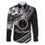 Kia Orana Cook Islands Family Matching Off Shoulder Long Sleeve Dress and Hawaiian Shirt Circle Stars With Floral White Pattern LT01 Dad's Shirt - Long Sleeve Black - Polynesian Pride