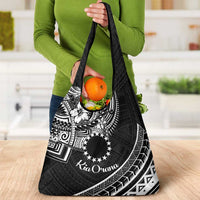 Kia Orana Cook Islands Grocery Bag Circle Stars With Floral White Pattern LT01 - Polynesian Pride