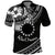 Kia Orana Cook Islands Polo Shirt Circle Stars With Floral White Pattern LT01 Black - Polynesian Pride