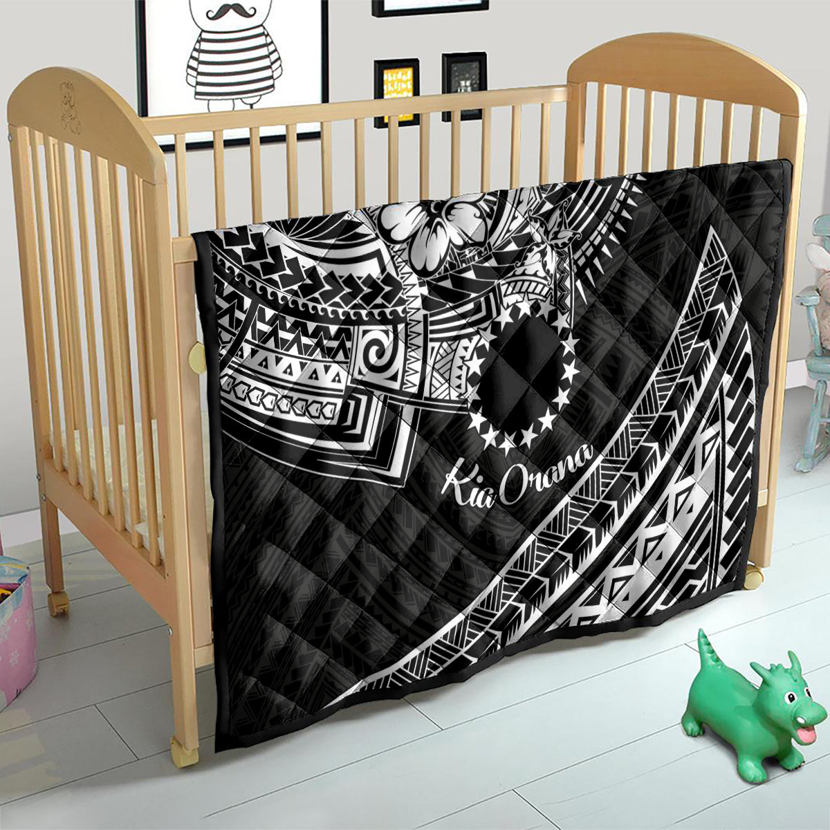 Kia Orana Cook Islands Quilt Circle Stars With Floral White Pattern LT01 - Polynesian Pride