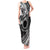 Kia Orana Cook Islands Tank Maxi Dress Circle Stars With Floral White Pattern LT01 Women Black - Polynesian Pride