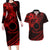 Kia Orana Cook Islands Couples Matching Long Sleeve Bodycon Dress and Hawaiian Shirt Circle Stars With Floral Red Pattern LT01 Red - Polynesian Pride