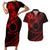 Kia Orana Cook Islands Couples Matching Short Sleeve Bodycon Dress and Hawaiian Shirt Circle Stars With Floral Red Pattern LT01 Red - Polynesian Pride