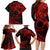 Kia Orana Cook Islands Family Matching Long Sleeve Bodycon Dress and Hawaiian Shirt Circle Stars With Floral Red Pattern LT01 - Polynesian Pride