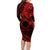 Kia Orana Cook Islands Family Matching Long Sleeve Bodycon Dress and Hawaiian Shirt Circle Stars With Floral Red Pattern LT01 - Polynesian Pride