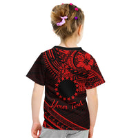 Kia Orana Cook Islands Kid T Shirt Circle Stars With Floral Red Pattern LT01 - Polynesian Pride