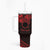 Kia Orana Cook Islands Tumbler With Handle Circle Stars With Floral Red Pattern