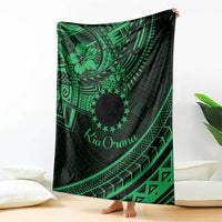 Kia Orana Cook Islands Blanket Circle Stars With Floral Green Pattern LT01 - Polynesian Pride