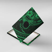 Kia Orana Cook Islands Canvas Wall Art Circle Stars With Floral Green Pattern LT01 With Frame Green - Polynesian Pride