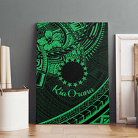 Kia Orana Cook Islands Canvas Wall Art Circle Stars With Floral Green Pattern LT01 - Polynesian Pride