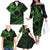 Kia Orana Cook Islands Family Matching Off Shoulder Long Sleeve Dress and Hawaiian Shirt Circle Stars With Floral Green Pattern LT01