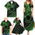 Kia Orana Cook Islands Family Matching Summer Maxi Dress and Hawaiian Shirt Circle Stars With Floral Green Pattern LT01