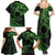 Kia Orana Cook Islands Family Matching Summer Maxi Dress and Hawaiian Shirt Circle Stars With Floral Green Pattern LT01