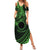 Kia Orana Cook Islands Family Matching Summer Maxi Dress and Hawaiian Shirt Circle Stars With Floral Green Pattern LT01