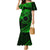 Kia Orana Cook Islands Mermaid Dress Circle Stars With Floral Green Pattern LT01 Women Green - Polynesian Pride