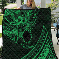 Kia Orana Cook Islands Quilt Circle Stars With Floral Green Pattern LT01 Green - Polynesian Pride