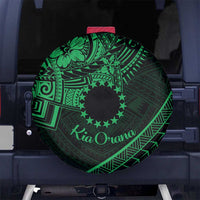 Kia Orana Cook Islands Spare Tire Cover Circle Stars With Floral Green Pattern LT01 - Polynesian Pride