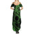 Kia Orana Cook Islands Summer Maxi Dress Circle Stars With Floral Green Pattern LT01