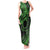 Kia Orana Cook Islands Tank Maxi Dress Circle Stars With Floral Green Pattern LT01