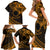 Kia Orana Cook Islands Family Matching Short Sleeve Bodycon Dress and Hawaiian Shirt Circle Stars With Floral Gold Pattern LT01 - Polynesian Pride