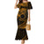 Kia Orana Cook Islands Mermaid Dress Circle Stars With Floral Gold Pattern LT01 Women Gold - Polynesian Pride