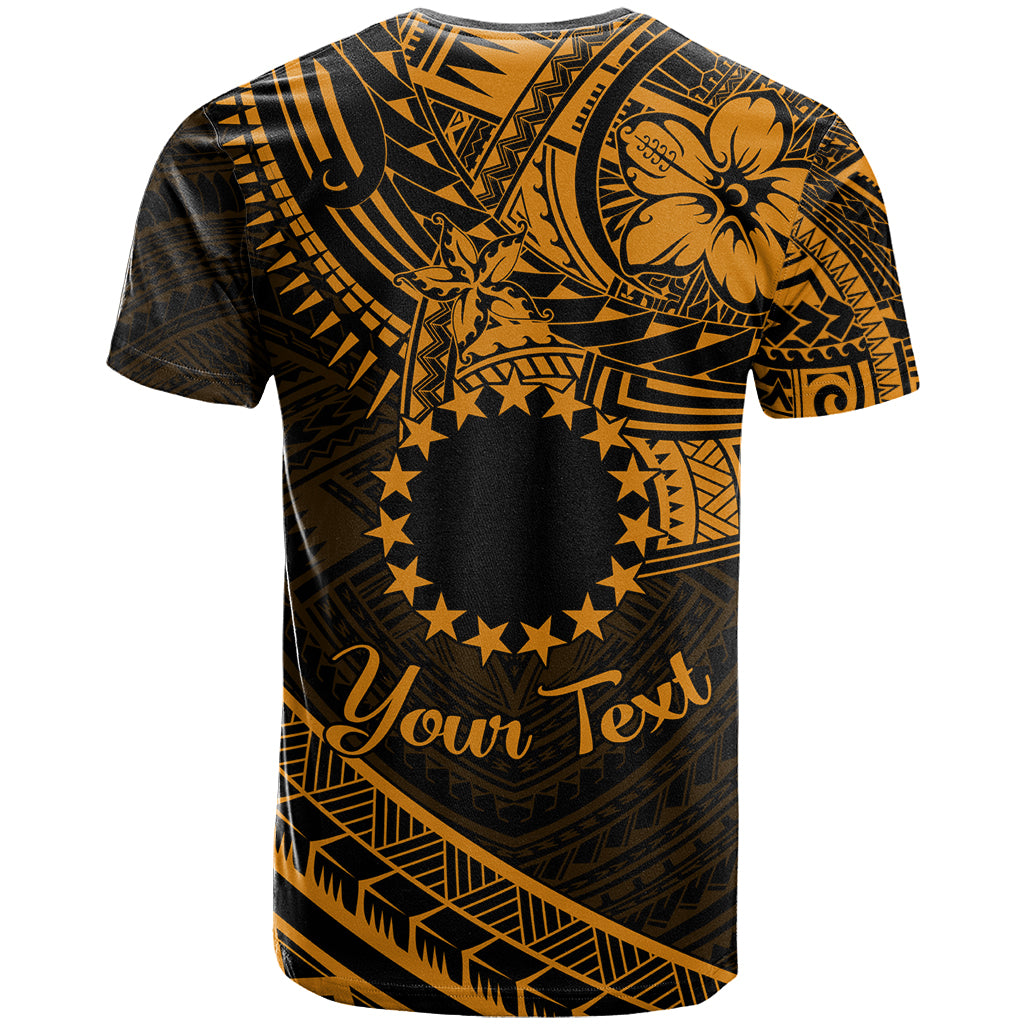 Kia Orana Cook Islands T Shirt Circle Stars With Floral Gold Pattern LT01 - Polynesian Pride
