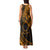 Kia Orana Cook Islands Tank Maxi Dress Circle Stars With Floral Gold Pattern LT01 - Polynesian Pride